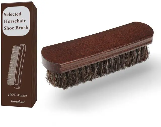 Main image of Professional 100% Horsehair Shoe Brush Premium Soft Horsehair Dauber Applicators for Leather Shoes, Boots, Coats & Purses, Curved Handle for Comfortable Grip, Perfect for Leather Shine & Polish
