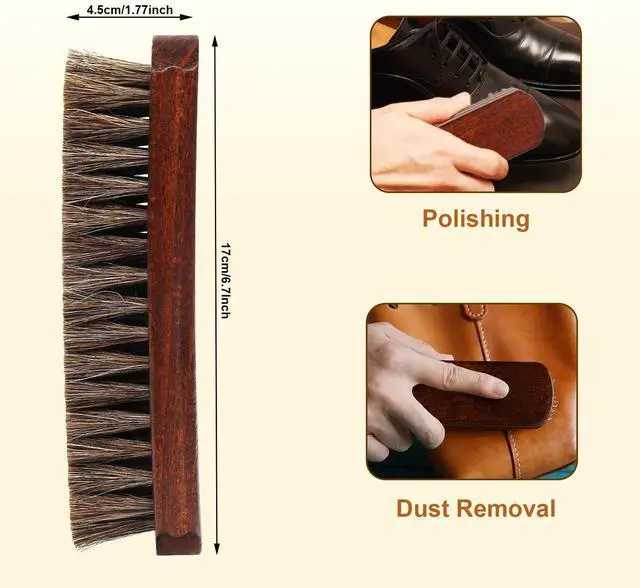 Alt view image 6 of 7 - Professional 100% Horsehair Shoe Brush Premium Soft Horsehair Dauber Applicators for Leather Shoes, Boots, Coats & Purses, Curved Handle for Comfortable Grip, Perfect for Leather Shine & Polish