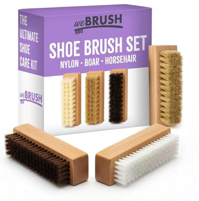 Main image of 3 Small Shoe Brushes, Shoes Cleaning Brush Kit, Suede Shoe Cleaner, Boot White Sneaker Cleaner with Nylon Boar Horsehair Bristles Suede Brush for Canvas Leather Bags Jackets Scrub & Polish