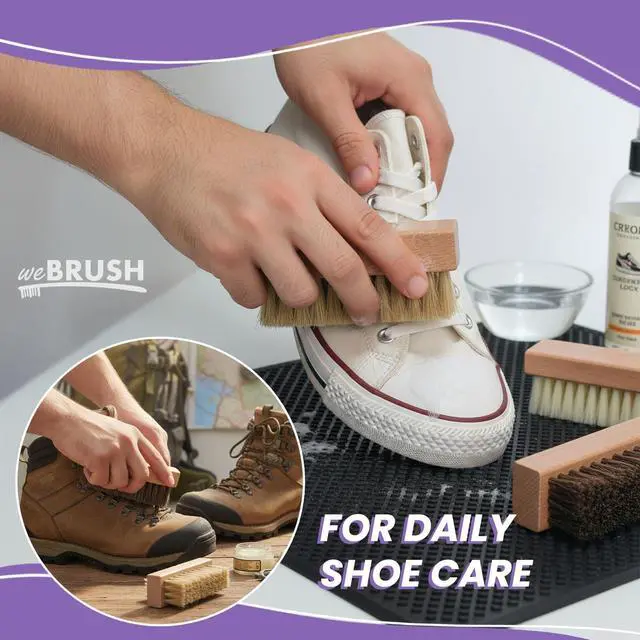 Alt view image 3 of 7 - 3 Small Shoe Brushes, Shoes Cleaning Brush Kit, Suede Shoe Cleaner, Boot White Sneaker Cleaner with Nylon Boar Horsehair Bristles Suede Brush for Canvas Leather Bags Jackets Scrub & Polish