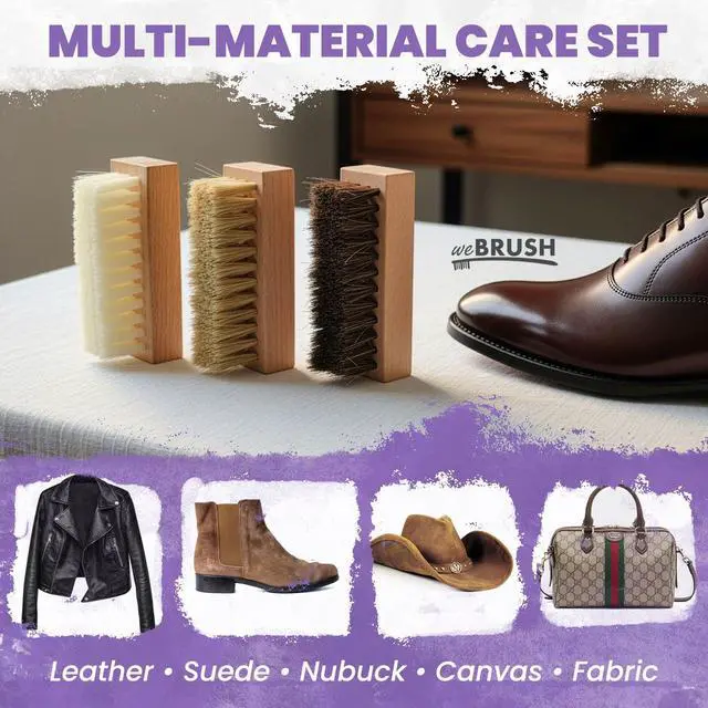 Alt view image 6 of 7 - 3 Small Shoe Brushes, Shoes Cleaning Brush Kit, Suede Shoe Cleaner, Boot White Sneaker Cleaner with Nylon Boar Horsehair Bristles Suede Brush for Canvas Leather Bags Jackets Scrub & Polish