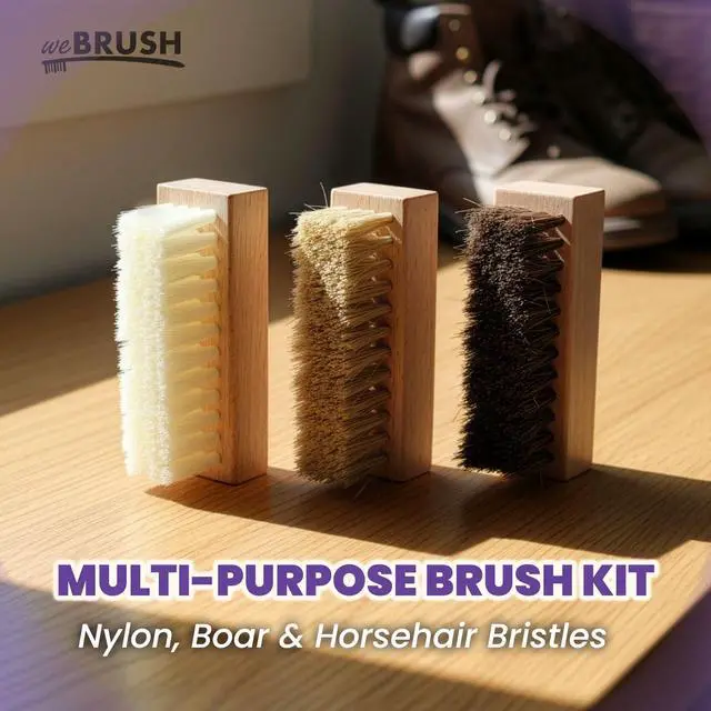 Alt view image 5 of 7 - 3 Small Shoe Brushes, Shoes Cleaning Brush Kit, Suede Shoe Cleaner, Boot White Sneaker Cleaner with Nylon Boar Horsehair Bristles Suede Brush for Canvas Leather Bags Jackets Scrub & Polish