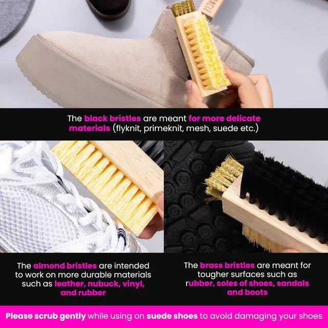 Alt view image 5 of 7 - Multi Purpose Shoe Cleaning Brush - with Strong, Medium and Soft Bristles for All Fabric Types