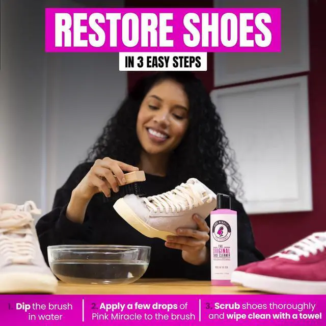 Alt view image 3 of 4 - Shoe Cleaner Kit with Bottle and Brush For Fabric Cleaner For Leather, Whites, Suede and Nubuck Sneakers (4 Oz)