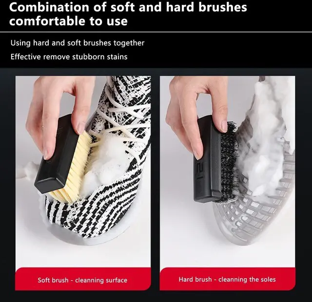 Alt view image 4 of 7 - GUZI 2Pcs Professional Cleaning Shoe Brush Plastic Soft Brush Hard Brush Household Cleaning Set Shoe Care Leather Care Shoe Brushes for Cleaning