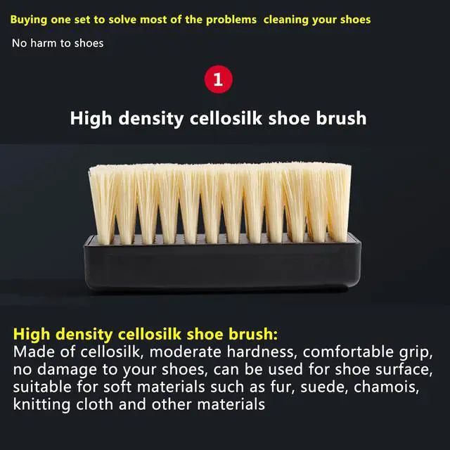 Alt view image 6 of 7 - GUZI 2Pcs Professional Cleaning Shoe Brush Plastic Soft Brush Hard Brush Household Cleaning Set Shoe Care Leather Care Shoe Brushes for Cleaning