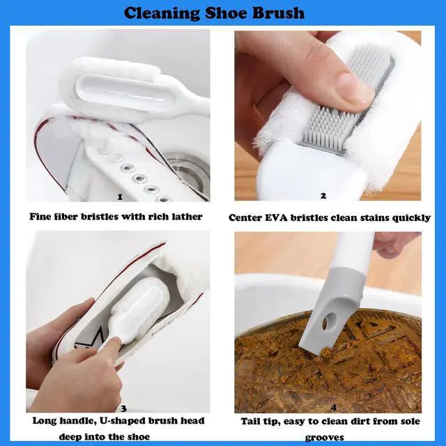 Alt view image 3 of 6 - 2Pack Shoe Cleaning Brush -Sneaker Shoe Cleaner Brush-Soft Bristle Cleaning Shoes Scrubber-Long Handle Shoe Scrubbing Brush-White Sneaker Cleaner Brush-Shoe Brushes for Cleaning