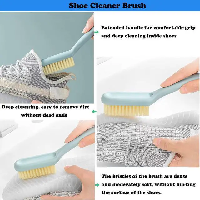 Alt view image 4 of 6 - 2Pack Shoe Cleaning Brush -Sneaker Shoe Cleaner Brush-Soft Bristle Cleaning Shoes Scrubber-Long Handle Shoe Scrubbing Brush-White Sneaker Cleaner Brush-Shoe Brushes for Cleaning