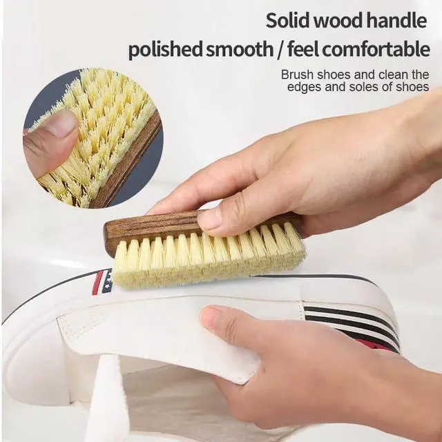 Alt view image 5 of 7 - Shoe Shine Brush Kit Horsehair Brushes for Polishing Crepe Suede Shoes Brush Soft Bristles Leather Cleaning Nubuck 3PCS Professional Shoe Polish Kit