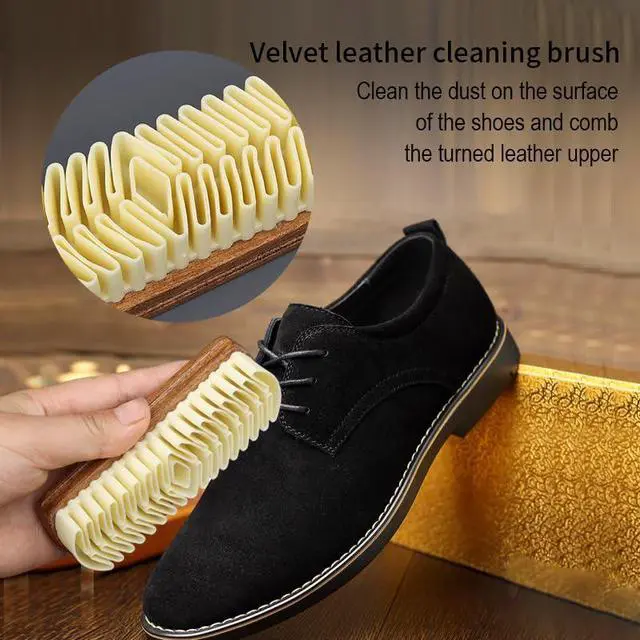 Alt view image 6 of 7 - Shoe Shine Brush Kit Horsehair Brushes for Polishing Crepe Suede Shoes Brush Soft Bristles Leather Cleaning Nubuck 3PCS Professional Shoe Polish Kit