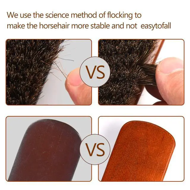 Alt view image 3 of 6 - 4-Piece Horsehair Shoe Brush Shine Kit, Shoe Polish Kit, Leather Shoes Boot Cleaning Brush Care Clean Dauber Applicators