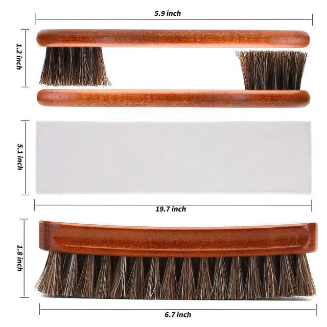 Alt view image 2 of 6 - 4-Piece Horsehair Shoe Brush Shine Kit, Shoe Polish Kit, Leather Shoes Boot Cleaning Brush Care Clean Dauber Applicators