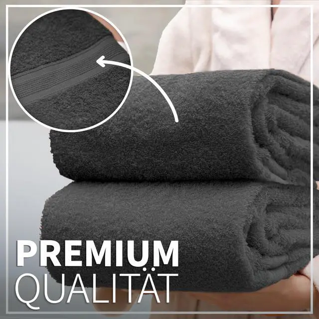 Alt view image 4 of 7 - Pack of 2 Bath Towels - 100% Cotton, 500g/m² - Soft, Absorbent & Durable - for Home, Sauna & Travel - 27 x 54 in (Anthrazite Grey)