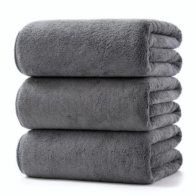 Main image of Towels 3 Piece Very Soft Microfiber Bath Sheet Towel Set Super Absorbent Light Quick Dry and Durable, 55" L x 27" W, 3 Pack Dark Grey