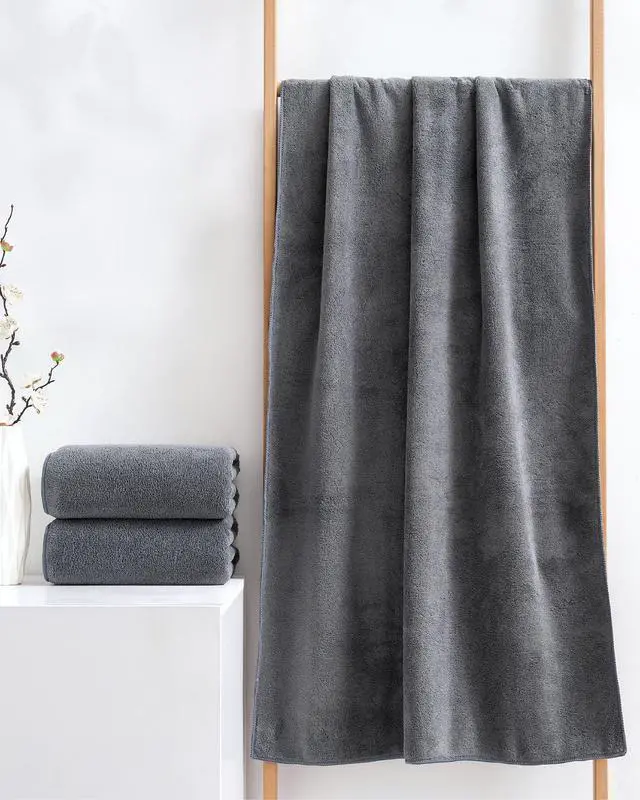 Alt view image 7 of 7 - Towels 3 Piece Very Soft Microfiber Bath Sheet Towel Set Super Absorbent Light Quick Dry and Durable, 55" L x 27" W, 3 Pack Dark Grey