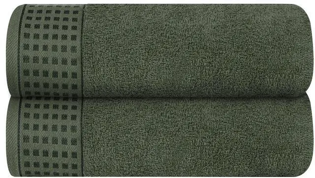Main image of 100% Cotton 2 Pack Oversized Bath Towel Set 28x55 Inches, Ultra Soft Highly Absorbant Compact Quickdry & Lightweight Large Bath Towels, Ideal for Gym Travel Camp Pool - Olive Green