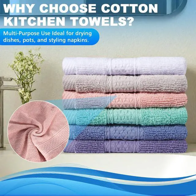 Alt view image 3 of 7 - 6 Pack 100% Cotton Wash Cloth, 13x13 Inch Highly Absorbent and Soft Feel Fingertip Towels, Machine Washable Washcloths for Bathroom, Gym, Hotel, Spa and Kitchen, 6 Colors