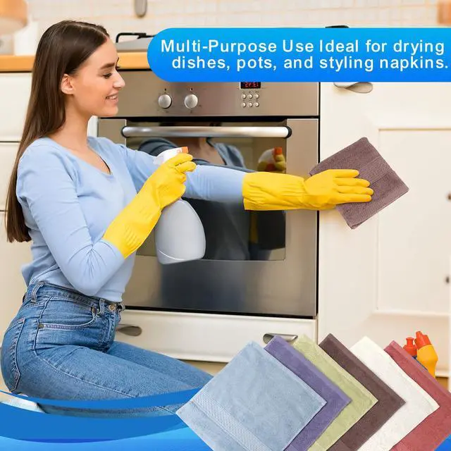 Alt view image 6 of 7 - 6 Pack 100% Cotton Wash Cloth, 13x13 Inch Highly Absorbent and Soft Feel Fingertip Towels, Machine Washable Washcloths for Bathroom, Gym, Hotel, Spa and Kitchen, 6 Colors