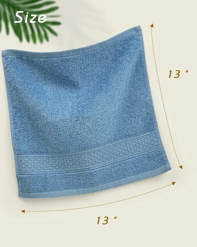 Alt view image 3 of 7 - Pure Cotton Wash Cloths Face Cloths, 6 Colors per Set, 13 x 13 Inches (Light Blue, Jade Green, Light Green, Grey, Light Grey, Pink)