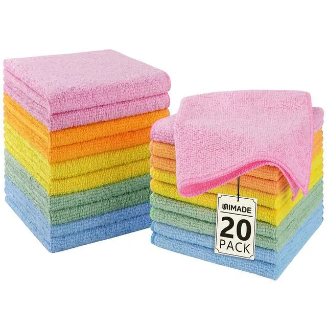 Main image of Washcloths - 20 Pack - Face Towels (12" x 12"), Highly Soft Wash Cloths and Hand Towels, Fast Drying Multi-Purpose Microfiber Cleansing Cloths for Bathroom, Hotel, Spa, and Salon - Multicolor