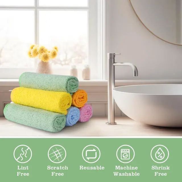 Alt view image 6 of 7 - Washcloths - 20 Pack - Face Towels (12" x 12"), Highly Soft Wash Cloths and Hand Towels, Fast Drying Multi-Purpose Microfiber Cleansing Cloths for Bathroom, Hotel, Spa, and Salon - Multicolor