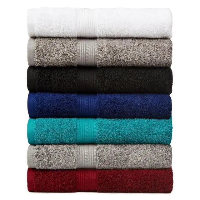 Alt view image 2 of 5 - 6-Piece Fade-Resistant 100% Cotton Towel Set for Bathroom, Soft and Absorbent, 2 Bath Towels, 2 Hand Towels, 2 Washcloths, Gray