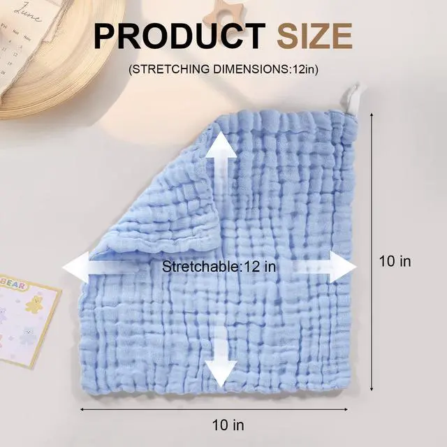 Alt view image 3 of 7 - 6 Pack 100% Cotton Wash Cloth, Highly Absorbent and Soft Feel Face Towels, Reusable Cotton Washcloths for Sensitive Skin & Makeup Remover, 10 x 10 Inch, 6 Colors