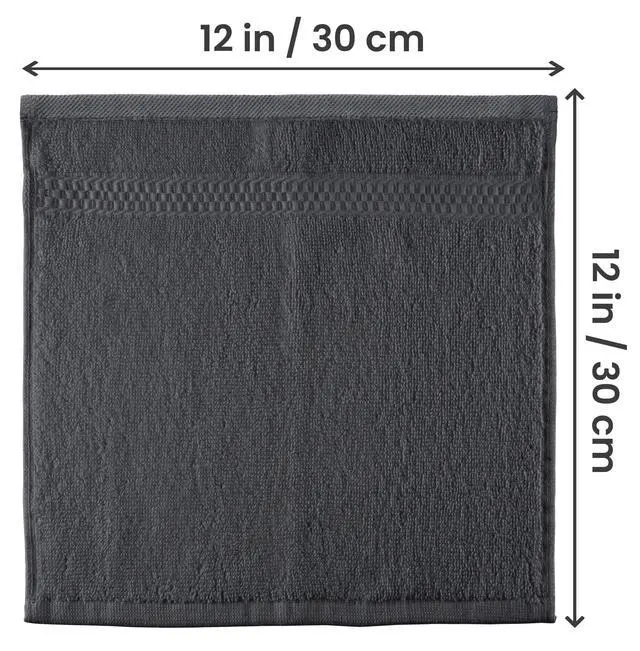 Alt view image 2 of 7 - 12 Pack Premium Wash Cloths Set, 12 by 12 Inches, 100% Cotton Ring Spun, Highly Absorbent and Soft Feel Essential Washcloths for Bathroom, Spa, Gym, and Face, Grey