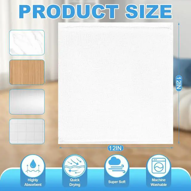 Alt view image 2 of 7 - 12 Pack 100% Cotton Wash Cloth, 12x12 Inch Highly Absorbent and Soft Feel Fingertip Towels, Machine Washable Washcloths for Bathroom, Gym, Hotel, Spa and Kitchen, White