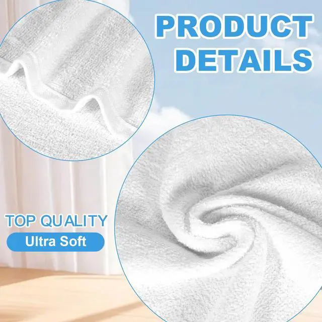 Alt view image 3 of 7 - 12 Pack 100% Cotton Wash Cloth, 12x12 Inch Highly Absorbent and Soft Feel Fingertip Towels, Machine Washable Washcloths for Bathroom, Gym, Hotel, Spa and Kitchen, White