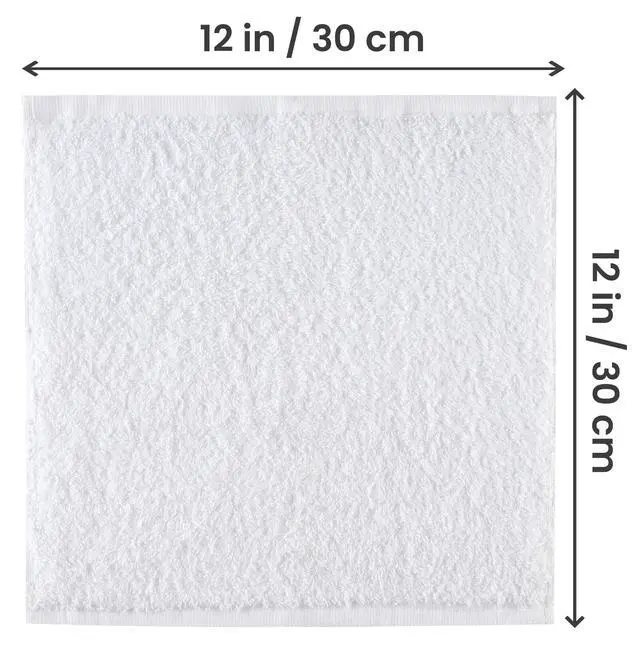 Alt view image 2 of 7 - 12 Pack Cotton Washcloths Set, 100% Ring Spun Cotton, Premium Flannel Face Cloths, Highly Absorbent and Soft Feel Fingertip Towels, White
