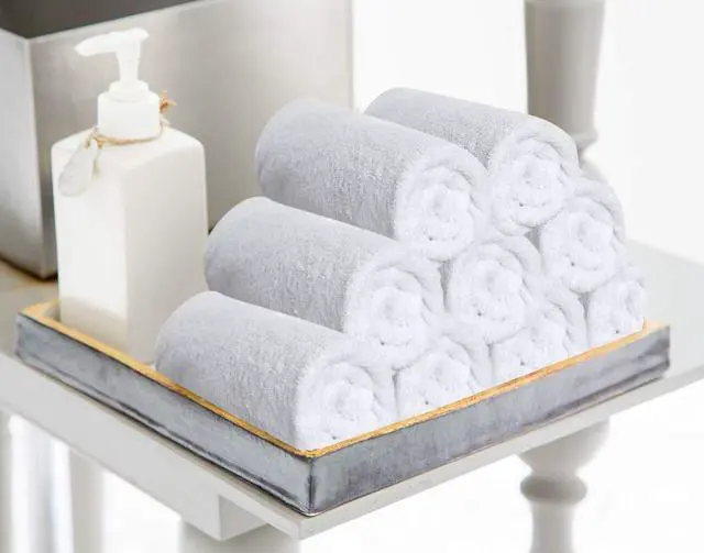 Alt view image 7 of 7 - 12 Pack Cotton Washcloths Set, 100% Ring Spun Cotton, Premium Flannel Face Cloths, Highly Absorbent and Soft Feel Fingertip Towels, White