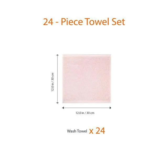 Alt view image 3 of 5 - Highly Absorbent, Fast Drying 100% Cotton Washcloths for Bathroom and Face, 12 x 12 inches, Petal Pink, 24-Pack