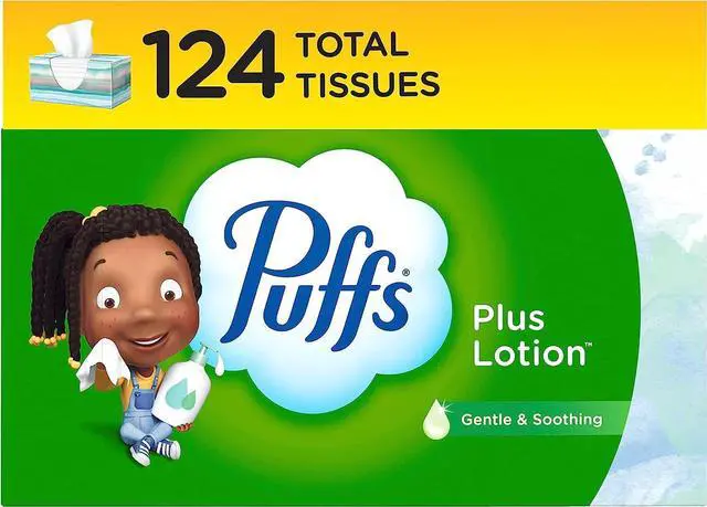 Main image of Plus Lotion Facial Tissues, 1 Family Box, 124 Tissues per Box, Allergies and Colds
