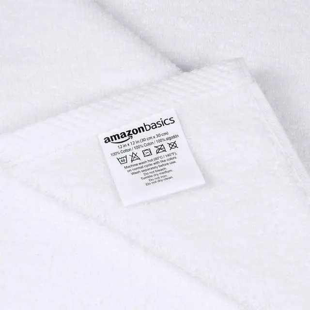 Alt view image 4 of 6 - Cotton Washcloths, Lightweight Quick-Dry, Absorbent Face and Body Towel Set, 12" x 12", White, 12-Pack