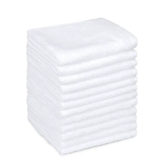 Alt view image 6 of 6 - Cotton Washcloths, Lightweight Quick-Dry, Absorbent Face and Body Towel Set, 12" x 12", White, 12-Pack