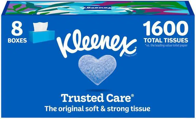 Main image of Trusted Care Facial Tissues, 8 Flat Boxes, 200 Tissues per Box, 2-Ply, Packaging May Vary