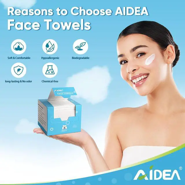 Alt view image 5 of 7 - Face Towels Disposable-50Ct, Facial Cleansing Wipes for Sensitive Skin, Facial Towelettes for Makeup Removing, Nursing, Travel, Dry Wipes Face Cloths