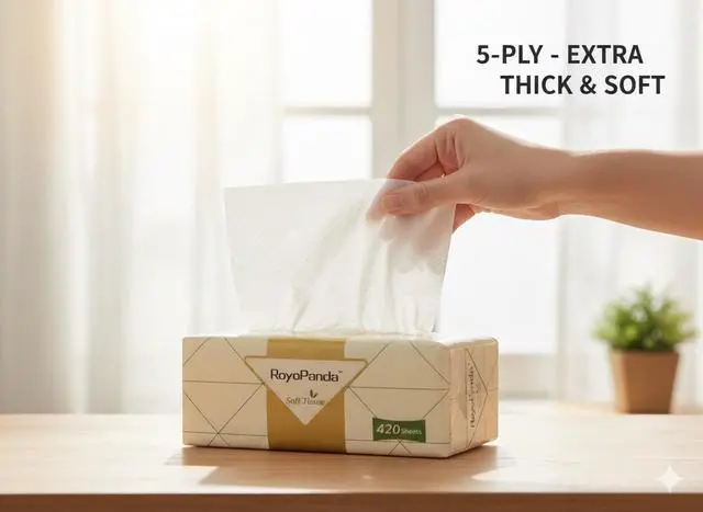 Alt view image 2 of 5 - Facial Tissue Paper, 5-Ply, 420 Sheets per Box, Soft Unscented Paper, 2 box (840 sheets)