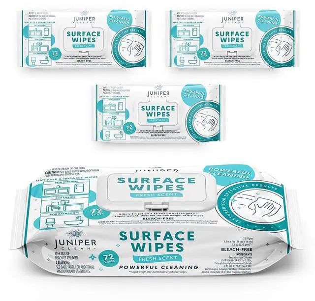 Main image of 3 Pack Surface Cleaning Wipes Bleach Free, All-Purpose Cleaner for Bathroom, Kitchen, Office, 72 Count Soft Flow, Fresh Scent, Lint Free & Durable