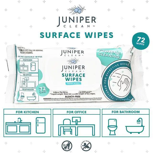Alt view image 2 of 5 - 3 Pack Surface Cleaning Wipes Bleach Free, All-Purpose Cleaner for Bathroom, Kitchen, Office, 72 Count Soft Flow, Fresh Scent, Lint Free & Durable