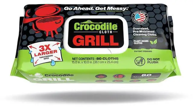 Main image of Grill - 80 (15" x 10") Plant-based Cleaning Wipes. Safe on Skin & Multiple Surfaces. Infused with Aloe & Vitamin E. Large, Pre-Moistened & Absorbent.