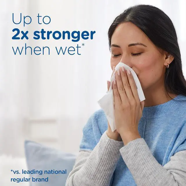 Alt view image 4 of 7 - Ultra Soft Facial Tissues, 4 Family Size Boxes, 124 Facial Tissues per Box, Allergies and Colds