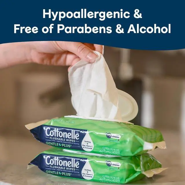 Alt view image 2 of 5 - GentlePlus Flushable Wet Wipes with Aloe & Vitamin E, 1 Refill Pack, 168 Wipes Per Pack, Packaging May Vary