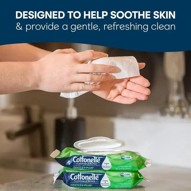 Alt view image 3 of 5 - GentlePlus Flushable Wet Wipes with Aloe & Vitamin E, 1 Refill Pack, 168 Wipes Per Pack, Packaging May Vary
