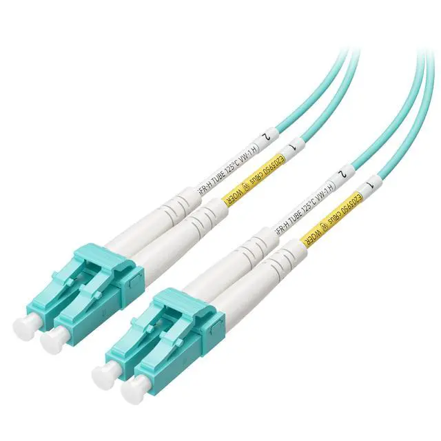 Main image of 40Gb OFNP Plenum Rated Multimode Duplex 50/125 OM4 Fiber Cable, LC to LC Fiber Optic Cable - 16.4ft / 5m