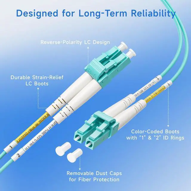 Alt view image 4 of 6 - 40Gb OFNP Plenum Rated Multimode Duplex 50/125 OM4 Fiber Cable, LC to LC Fiber Optic Cable - 16.4ft / 5m