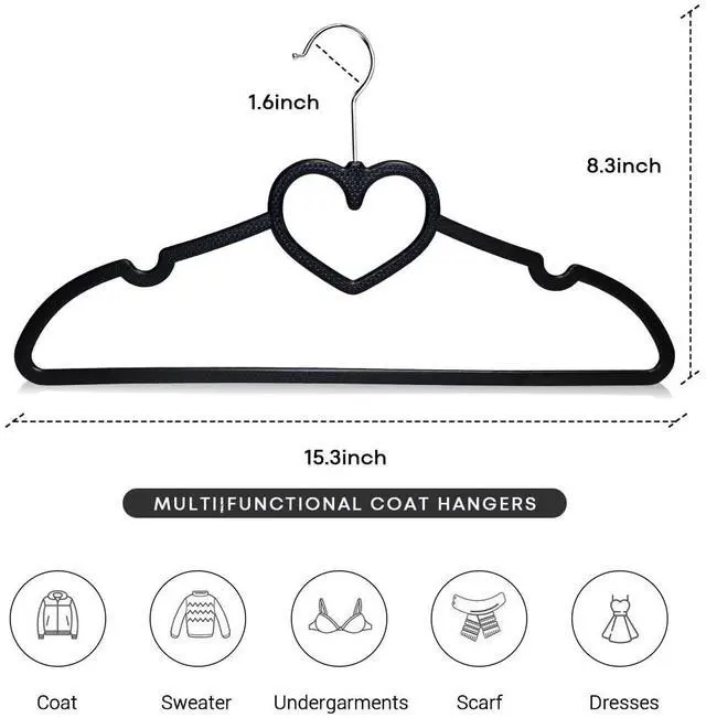 Alt view image 2 of 6 - Plastic Hangers 20 Pack, Black Slim Hangers Clothes Hangers Ultra Thin Space Saving- Cute Hangers with 360 Degree Swivel Hook-Strong Adult Hangers for Dress,Shirts, Coat
