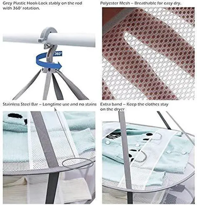 Alt view image 4 of 6 - 3-Tier Folded Mesh Clothes Hanging Dryer Sweater Drying Rack 30.3" L * 24.5" W*30.7" H