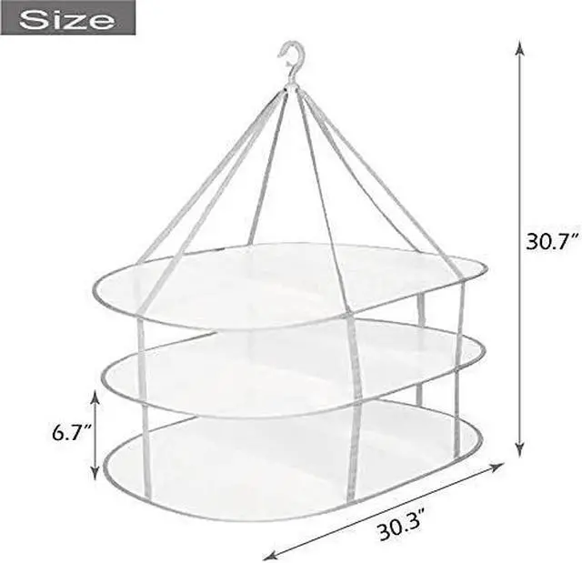 Alt view image 2 of 6 - 3-Tier Folded Mesh Clothes Hanging Dryer Sweater Drying Rack 30.3" L * 24.5" W*30.7" H